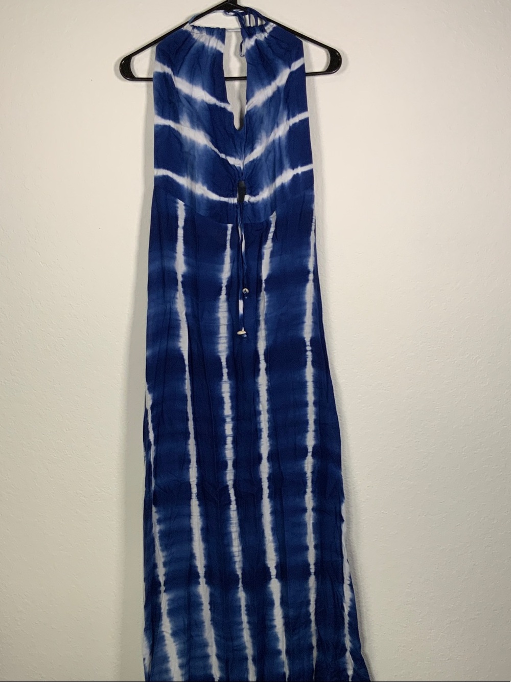 Women’s Blue Tie-Dye Halter Maxi Dress